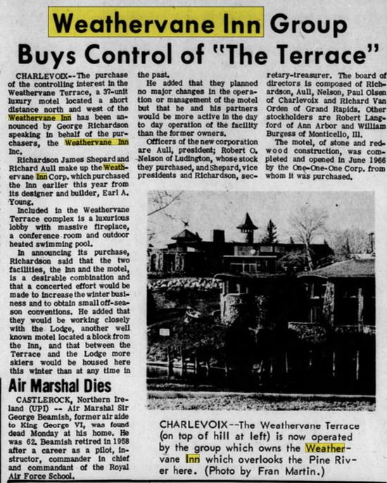 The Lodge (Weathervane Inn, Weathervane Lodge) - Nov 1967 Article (newer photo)